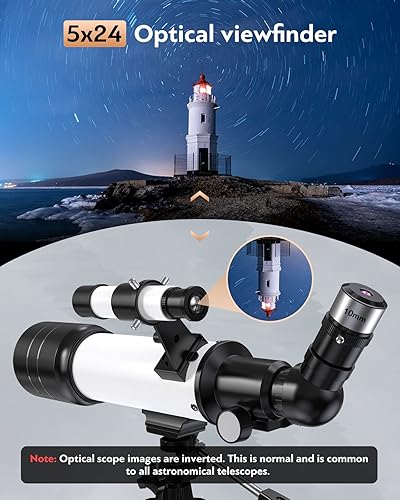 Miniatura 5 de BOBLOV Telescopio refractor para niños de 2756in de apertura telescopio astronómico de 15748in de longitud focal imágenes de luna brillante