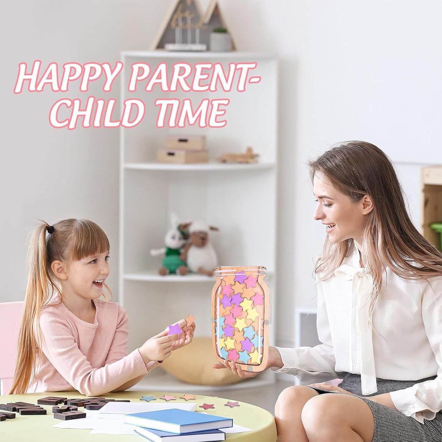 Barattolo Delle Ricompense Per Bambini Con Stelle Colorate - Tabella Incentivi In Legno Per Comportamento, Faccende, Scuola - Gioco Educativo Motivazionale - 2
