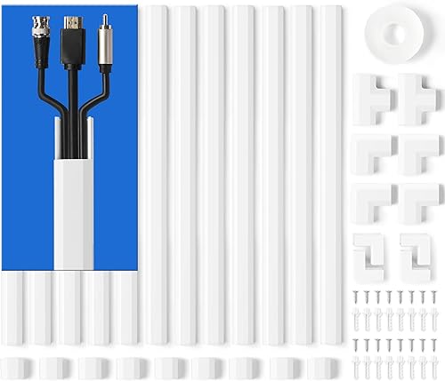 Ocultador de cables de pared de 204 pulgadas, ocultador de cables para ocultar 2-3 cables, kit de gestión de cables, canaleta de cables blanca,
