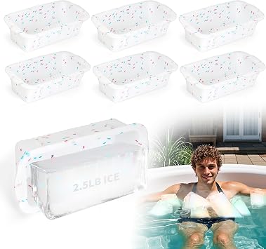 6Pack Reusable Silicone Ice Block Mold 15lbs Extra Large for Cold Plunge Tubs & Ice Baths, Freezer Safe Giant Ice Cube Trays, Water Chiller Accessories for Athletes Coolers White