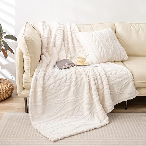 Miniatura 7 de YUSOKI - Cobija de vellón con diseño 3D elegante, supersuave y cálida, gruesa y mullida, para sofá, cama, silla, adolescentes, mujeres y hombres,