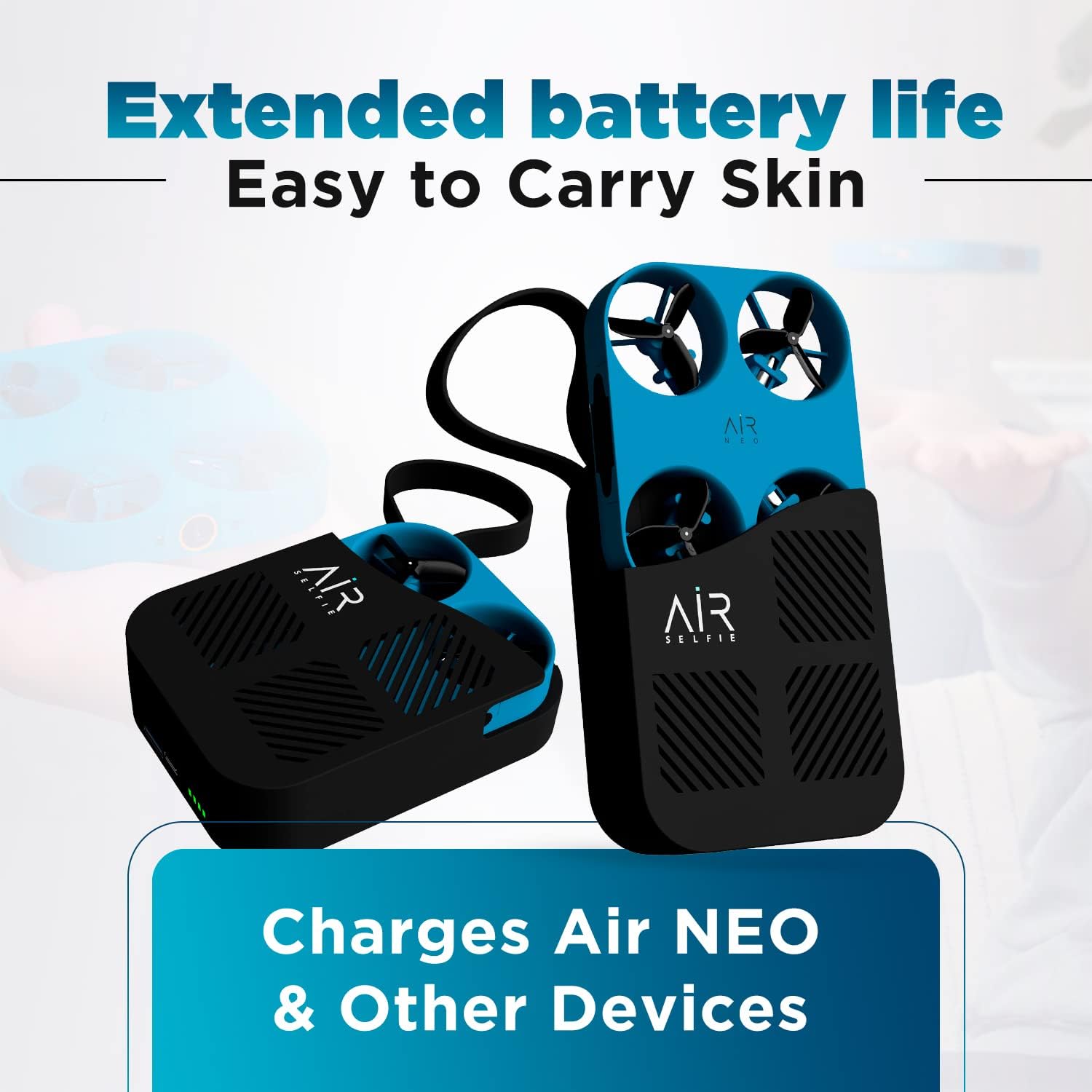 Air Neo Selfie Drone Mini Drone with Camera for Adults, Beginners, Kids, 2K Camera, AI-based Auto Flight & Capture, Hands-free, App Navigation, Micro Drone with Silicone Power Bank Sleeve