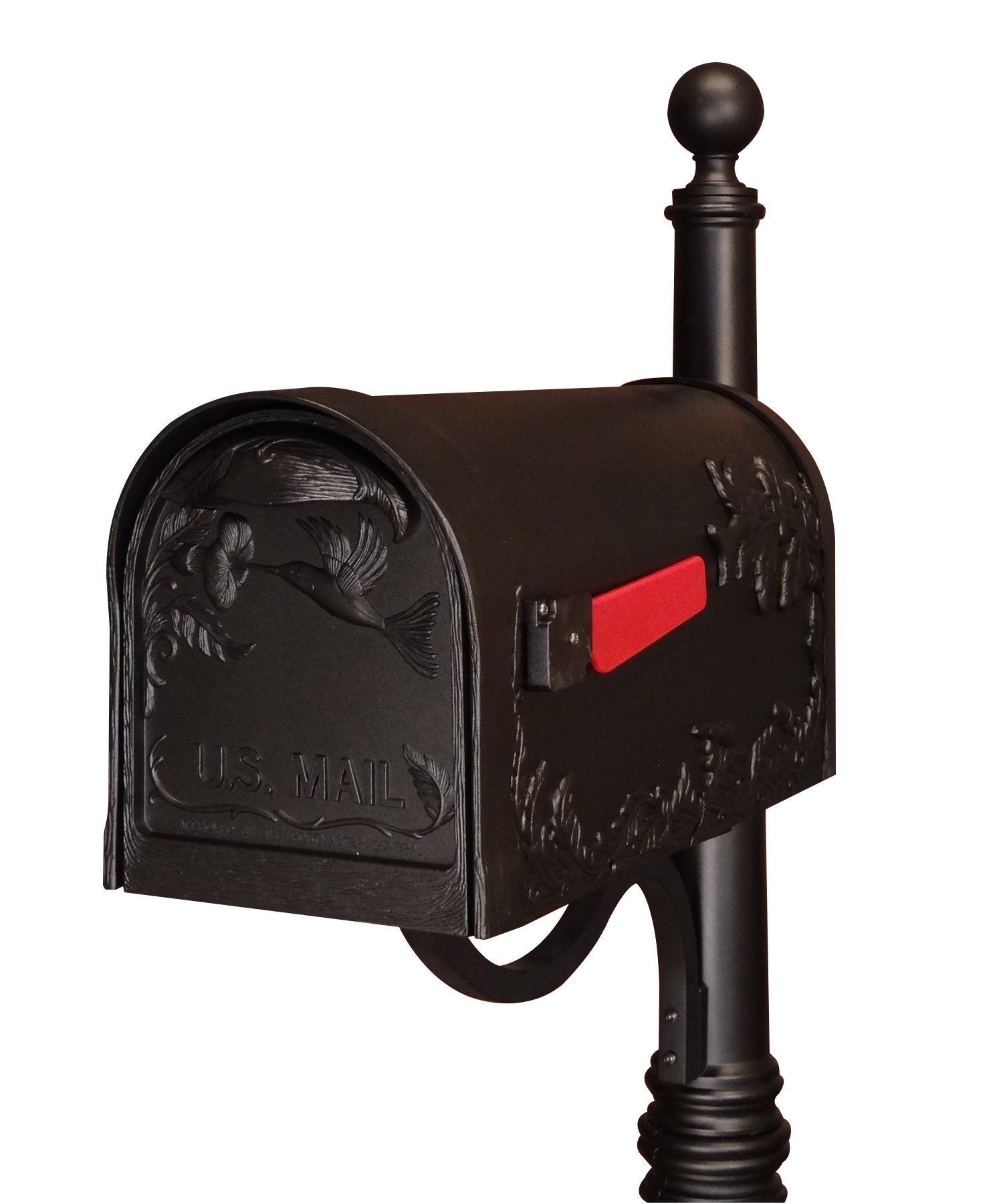 Special Lite Hummingbird Curbside Mailbox - Black Aluminum Mailbox for Post Mount - SCB-1005-BLK