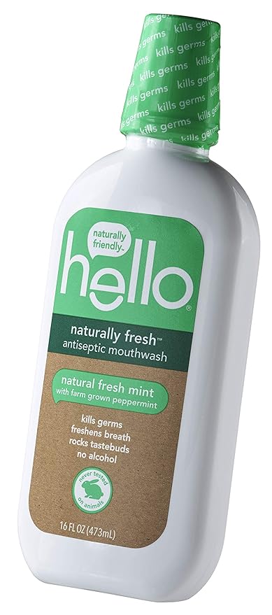 Amazoncom Hello Naturally Fresh Antiseptic Mouthwash Natural Fresh Mint With Farm Grown Peppermint Fluoride Free Alcohol Free Vegan Sls Free And Gluten Free 16 Ounce Pack Of 3 Beauty Personal Care