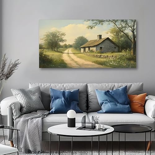 Miniatura 4 de 30"x 60" Large Wall Art Gold Framed Vintage Countryside Cottage Farmhouse Retro Living Room Painting Picture Print on Canvas Wall Art for Living