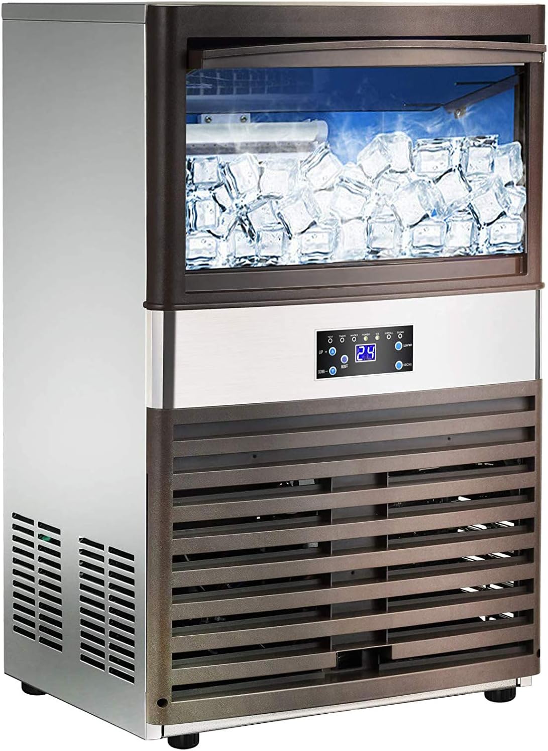 Ice Ice Machine Maker 110LBS/24H Stainless Steel FreeStanding Ice Machine