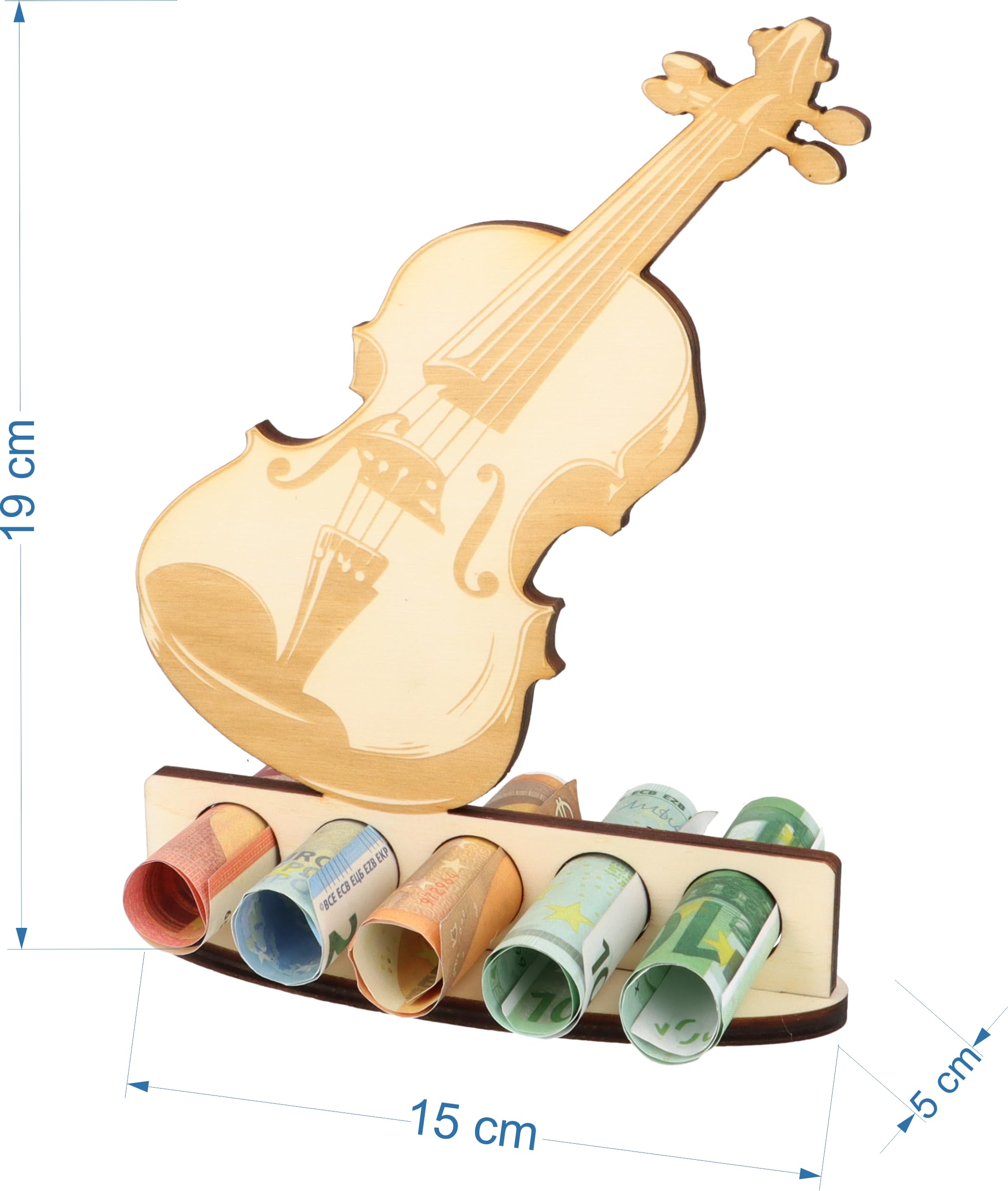XL Wooden Violin Gift Idea Gift Voucher Packaging Funny Gift Money Gift for Women and Men Gift for Musicians (Violin Violin) - Image 3