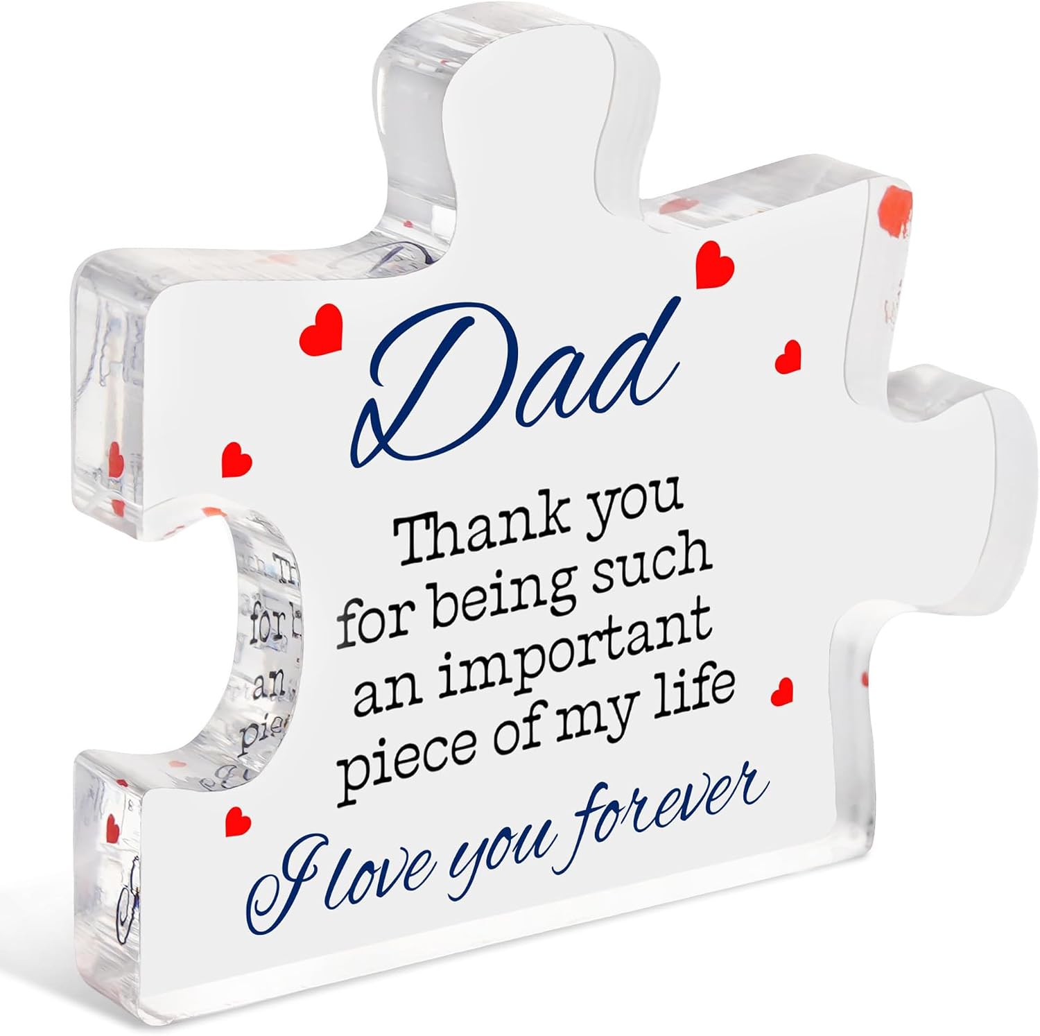 Fathers Day Dad Birthday Gift, Engraved Acrylic Block Puzzle Dad Keepsake, Meaning Acrylic Block Puzzle Piece Decorations, Cool Father's Day Presents from Daughter, Son, Mom, Heartwarming Men Birthday Gift