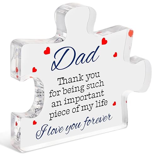 Fathers Day Dad Birthday Gift, Engraved Acrylic Block Puzzle Dad