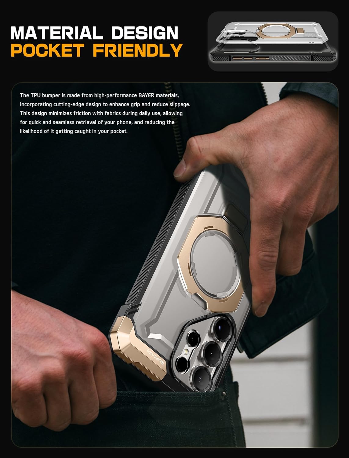 SUPCASE for Samsung Galaxy S25 Ultra Case with Stand (Unicorn Beetle Grip), [S Pen Friendly] [Compatible with MagSafe] [Military-Grade Protection] Magnetic Translucent Back Phone Case, Desert | with Stand, S Pen Friendly, Magnetic Phone Case, 6.9 Inch - Image 8