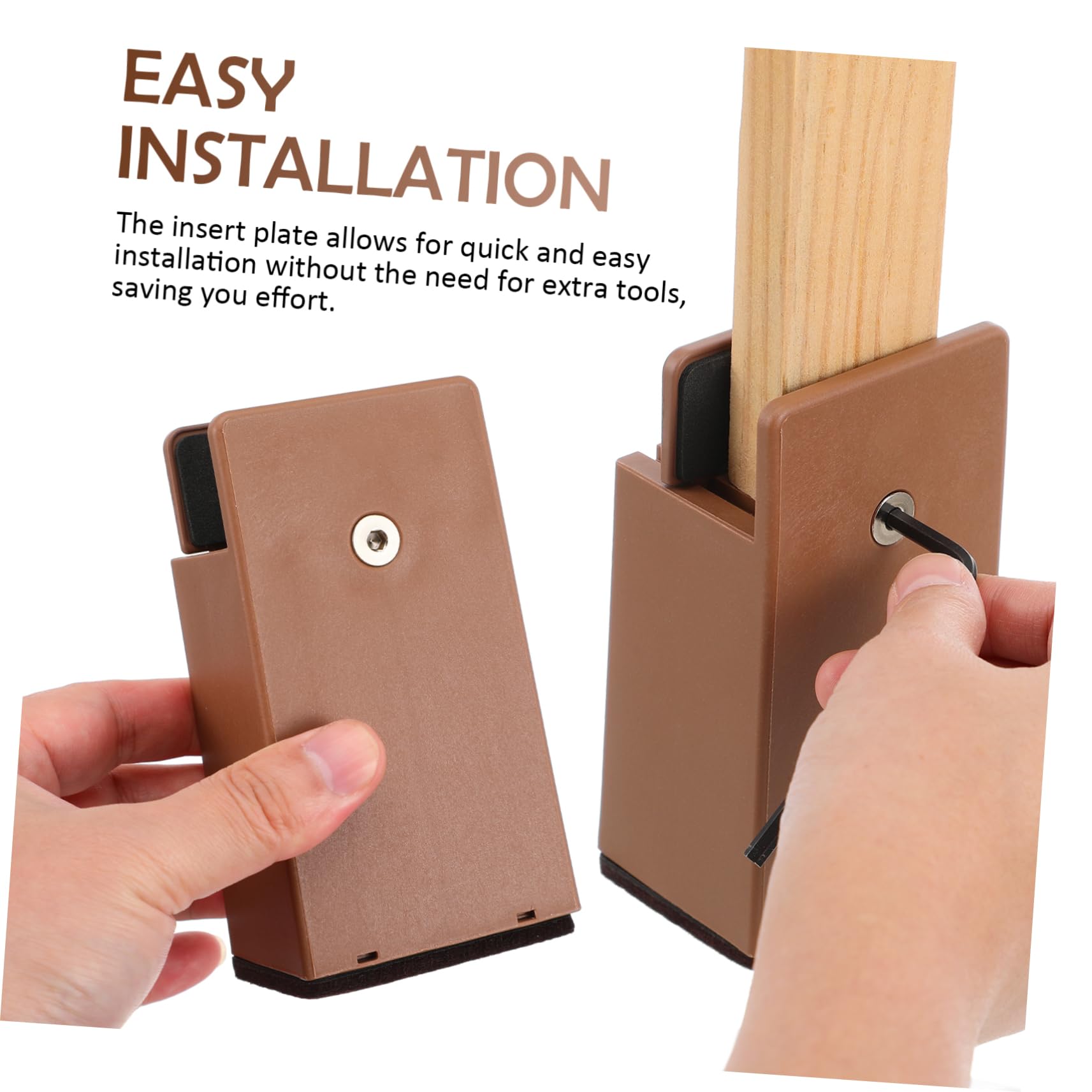 Cabilock Adjustable Bed Risers Heavy Duty Chair Leg Extenders for Height Brown Furniture Pads