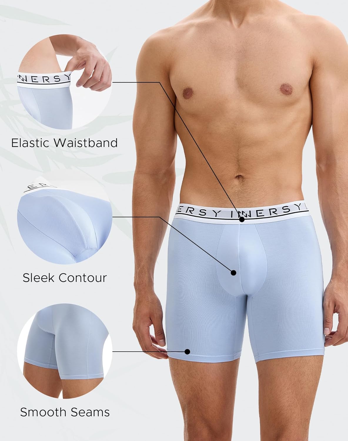 INNERSY Men's Bamboo Viscose Boxer Briefs Breathable Moisture Wicking Underwear 4-Pack - Image 3