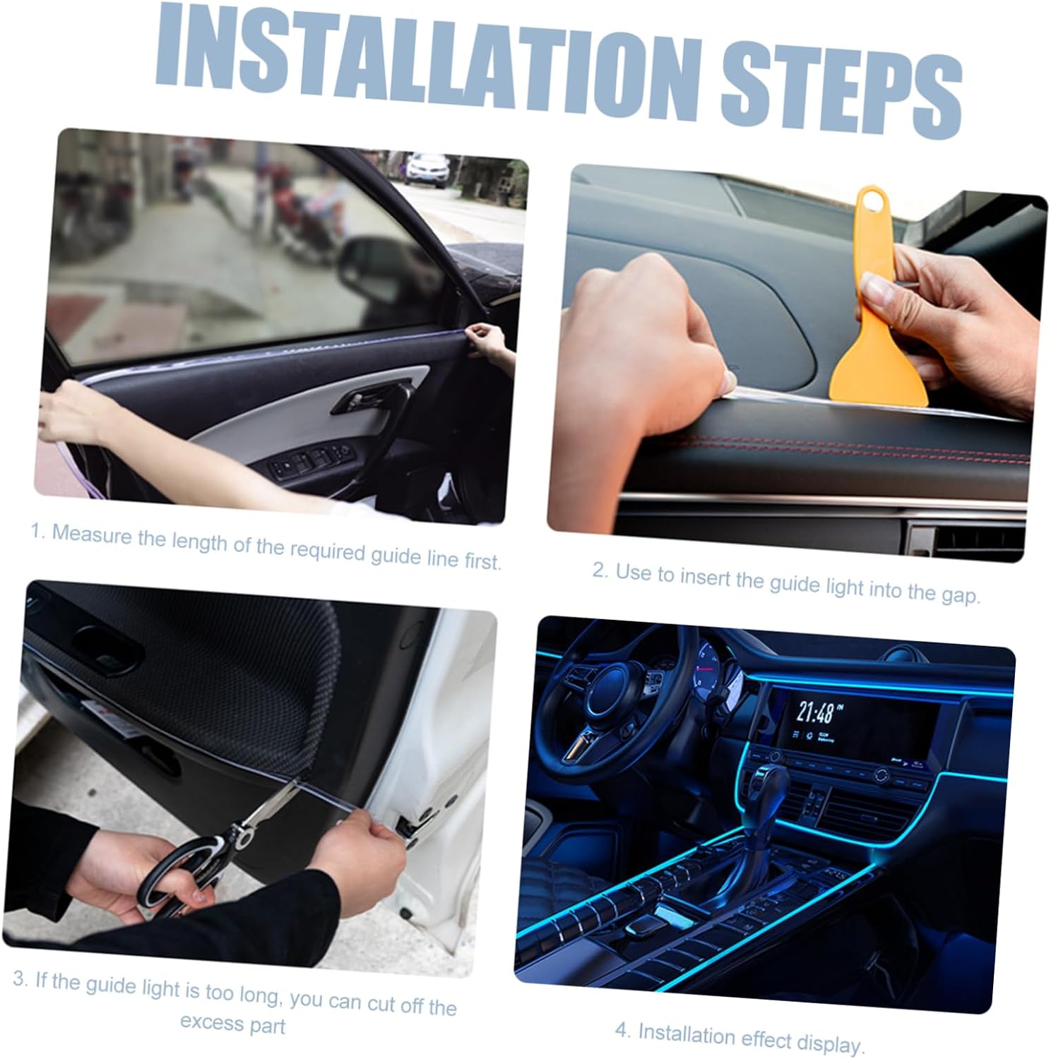 Zerodeko 1set Flexible Car Interior Strip USB-Powered Rope Lights for Interior Decoration Easy Installation for Dashboard and Door Trim