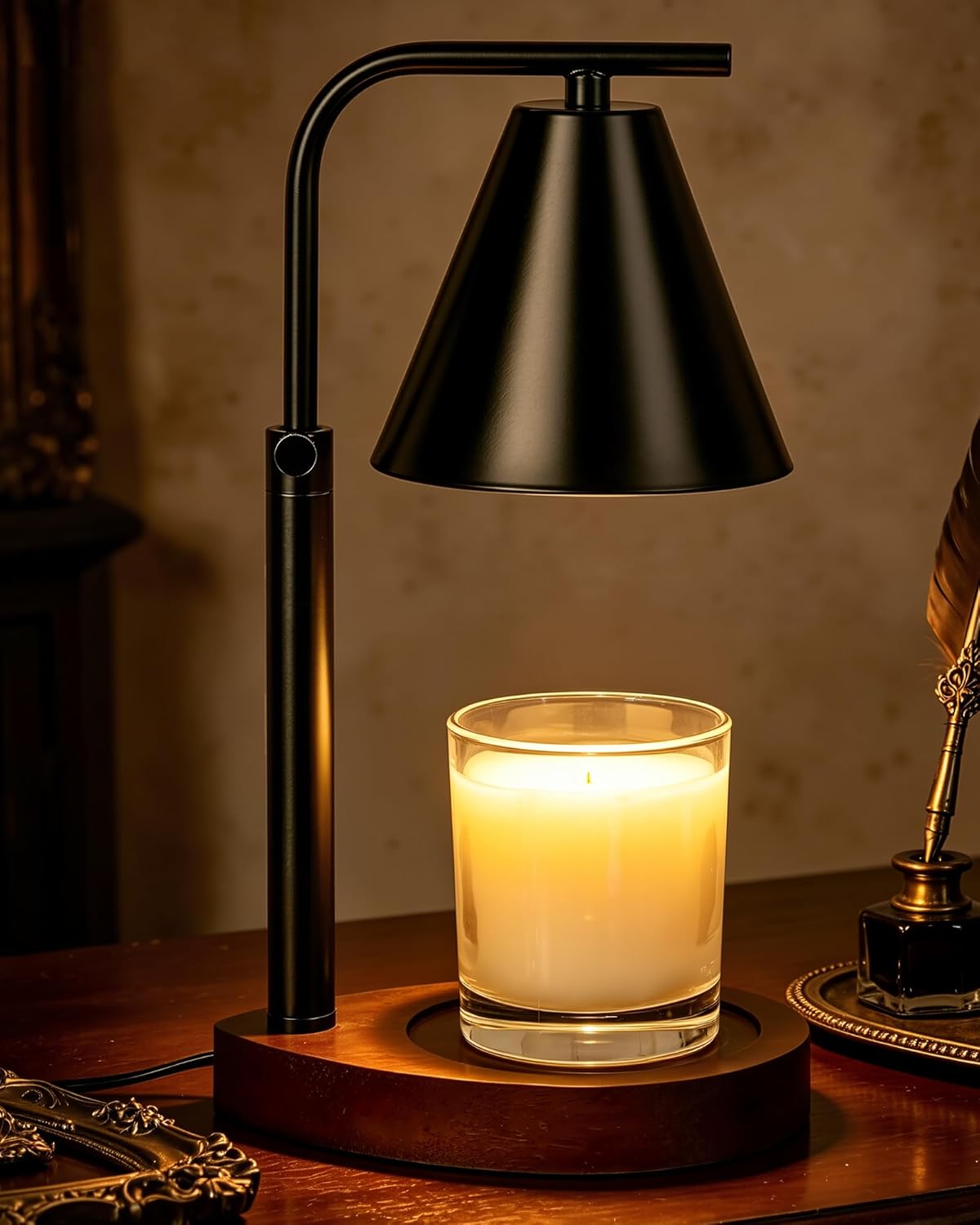 Marycele Black Candle Warmer Lamp with Timer, Height Adjustable Electric Lamp Candle Warmer, Black Home Room Decor Aesthetic, Birthday Gifts for Women Men