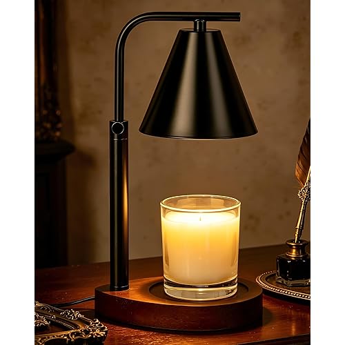 Marycele Black Candle Warmer Lamp with Timer, Height Adjustable Electric Lamp Candle Warmer, Black Home Room Decor Aesthetic, Birthday Gifts for Women Men