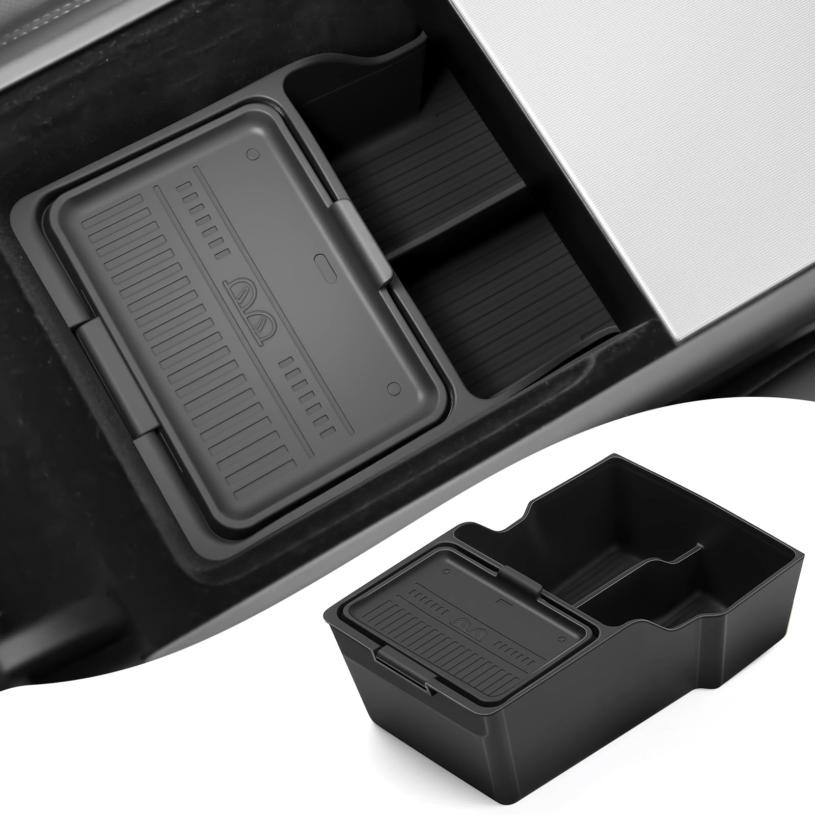 Photo 1 of Abystar Center Console Organizer Tray for Tesla Model Y Juniper 2026, Dual-Layer Armrest Console Storage Insert, Custom Fit Interior Accessories for New Model Y