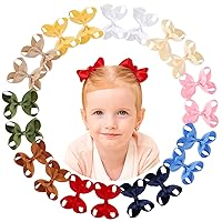 Vista 12 de 20 lazos grandes para el cabello de 6 pulgadas para niñas, cinta de grogrén, accesorios para el cabello con pinzas de cocodrilo para bebés, niñas