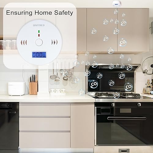 Miniatura 3 de 2 paquetes de detectores de monóxido de carbono, alarma de monóxido de carbono, detector de alarma de CO con pantalla digital LED, funciona con pilas