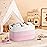 OIAHOMY Large Blanket Basket, 22x17x12 Rectangle Woven Baskets, Nursery Blanket Storage Living Room, Toy Storage with Handle, Large Baskets for Organizing - Pink/White