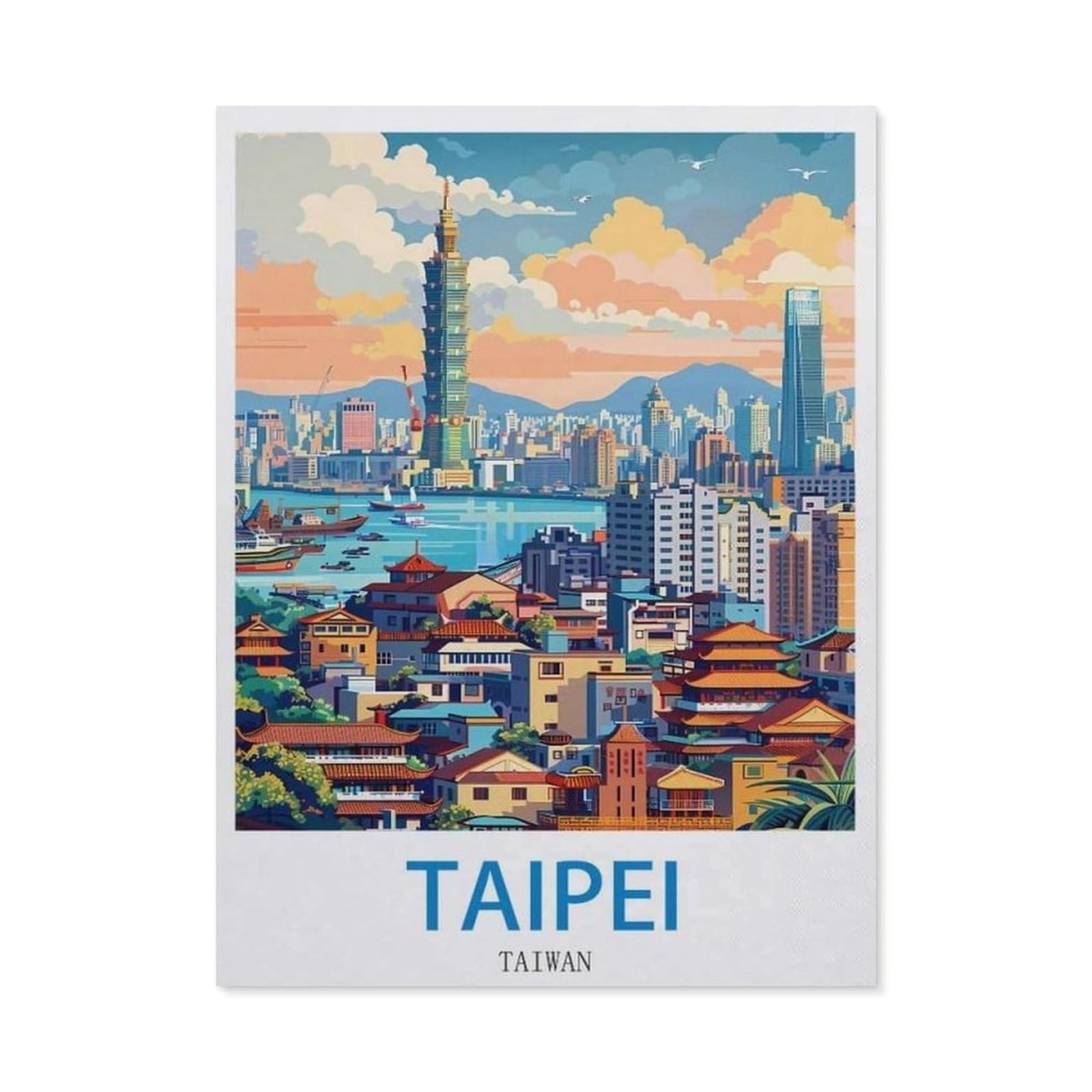 Taipei Taiwan，Vintage Tin Signs Funny Metel Decorative Signs - Retro Wall Decor Home Wall Signs(15x30cm）6x12 inch-EC28