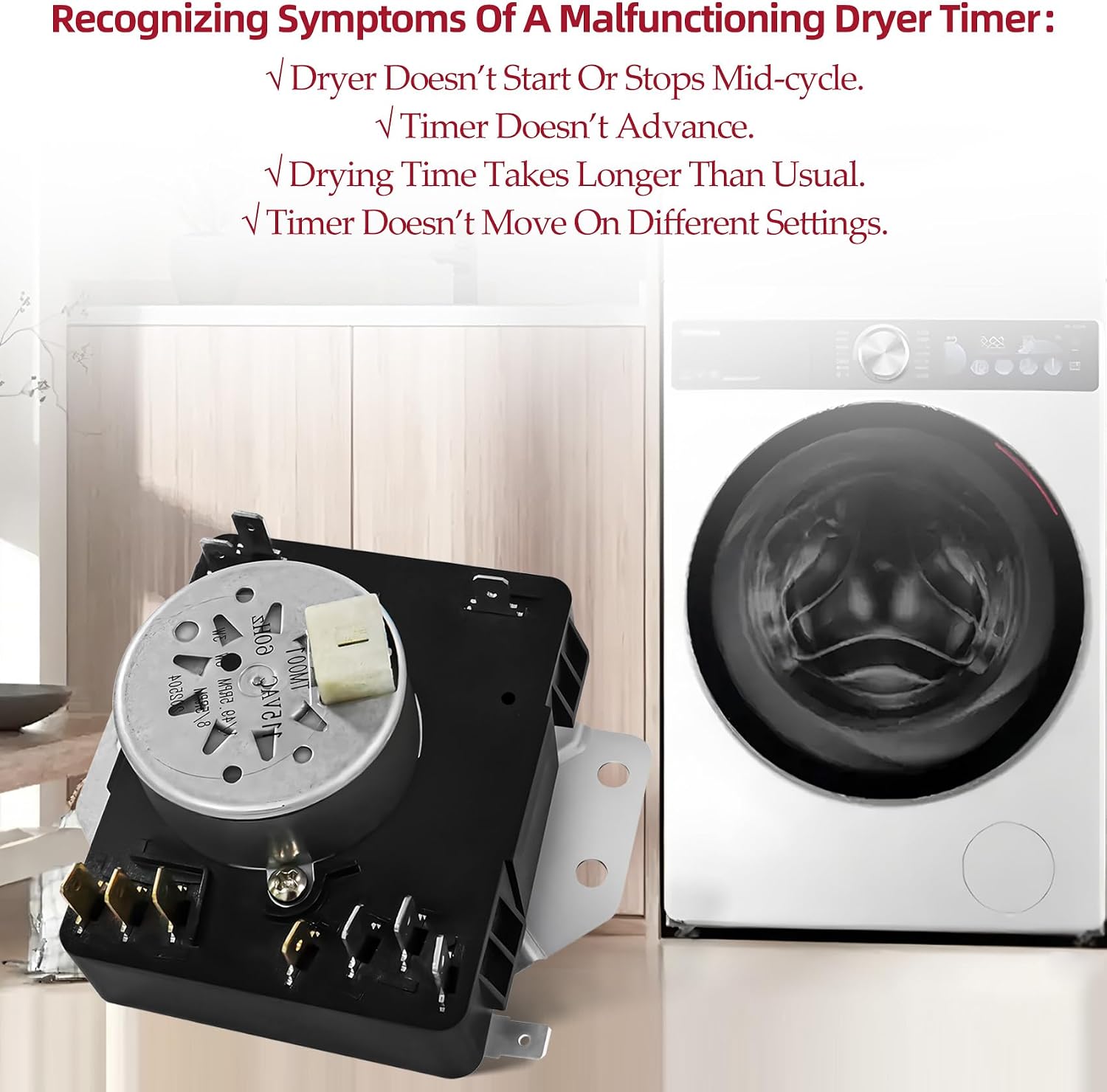 Dryer Timer Replace WGD4950HW0 WGD4800XQ1 WGD4815EW0 WGD4815EW3 WGD4815EW1 WGD4910XQ1 MGDC215EW0 MGDC215EW1 MGDC300BW0 WGD4800BQ1 WGD4916FW1 7MWGD9919EM0 WGD4850XQ1 7MWGD1730JQ0 WGD4850XQ0