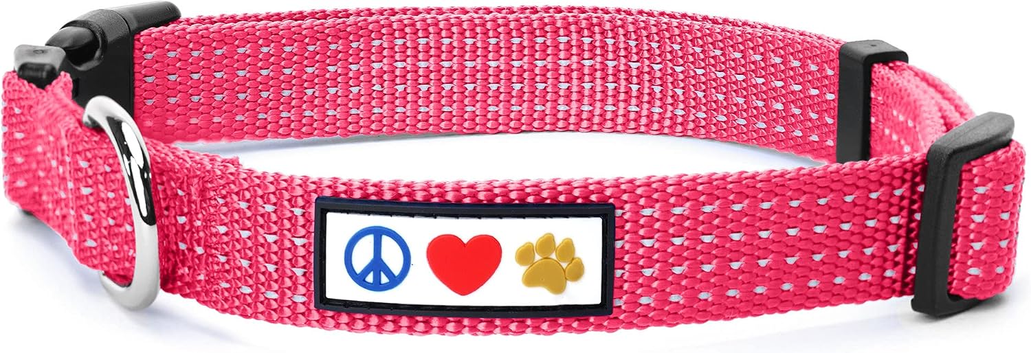 Pawtitas Reflective Dog Collar with Stitching Reflective Thread | Reflective Dog Collar with Buckle Adjustable and Better Training Great…
