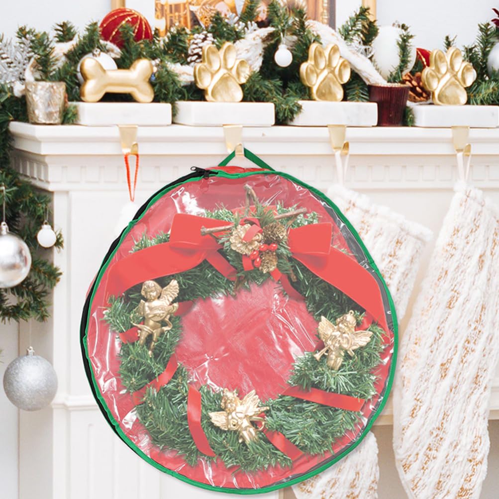PRETYZOOM 4pcs Capacity Wreath Storage Bag Window Holder for Christmas Garland for Holiday Decoration Organization