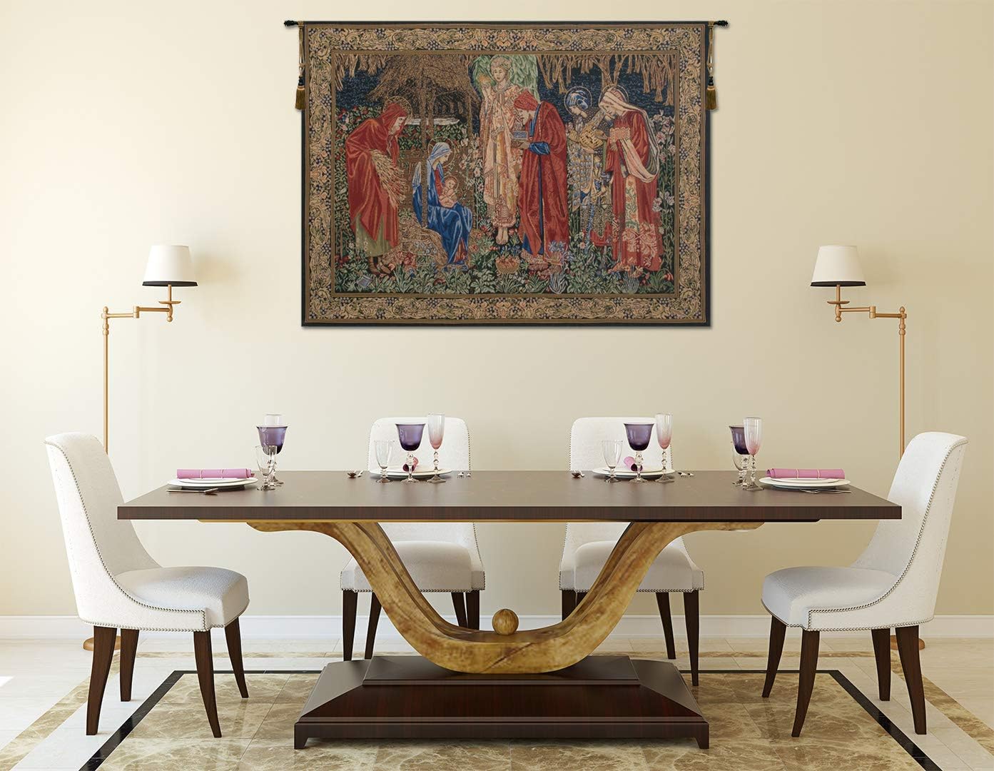 C Charlotte Home Furnishings Inc Adoration Of The Magi 1 Belgian Tapestry - 44 in. x 34 in. Cotton/Viscose/Polyester by Edward Burne Jones