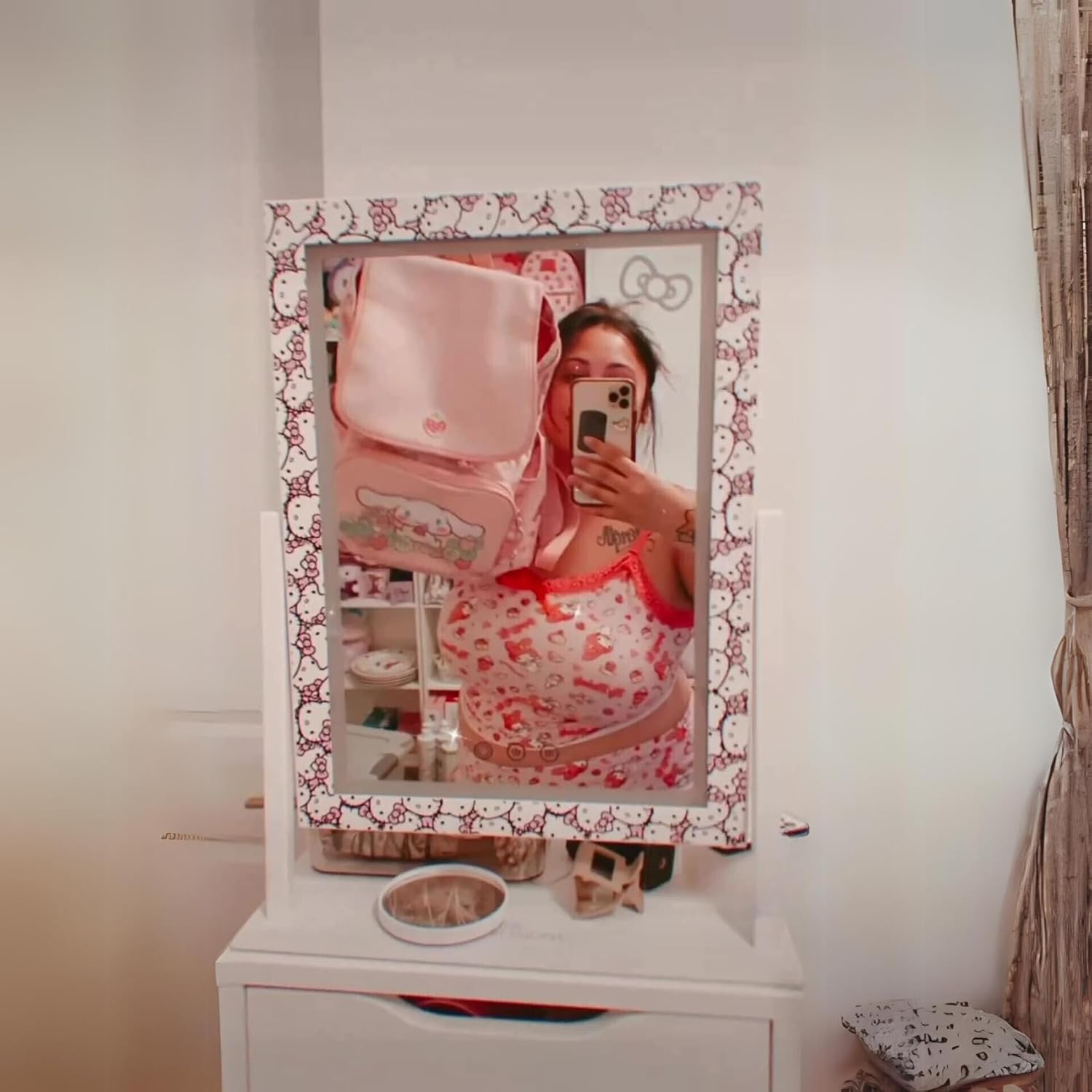 Impressions Vanity Hello Kitty Cute Tri Tone LED Makeup Mirror, Lighted Vanity Mirror with Lights and 3X Magnification, 360 Degree Swivel Mirror with Touch Sensor Switch Impressions Vanity Hello Kitty Cute Tri Tone LED Makeup Mirror, Lighted Vanity Mirror with Lights and 3X Magnification, 360 Degree Swivel Mirror with Touch Sensor Switch