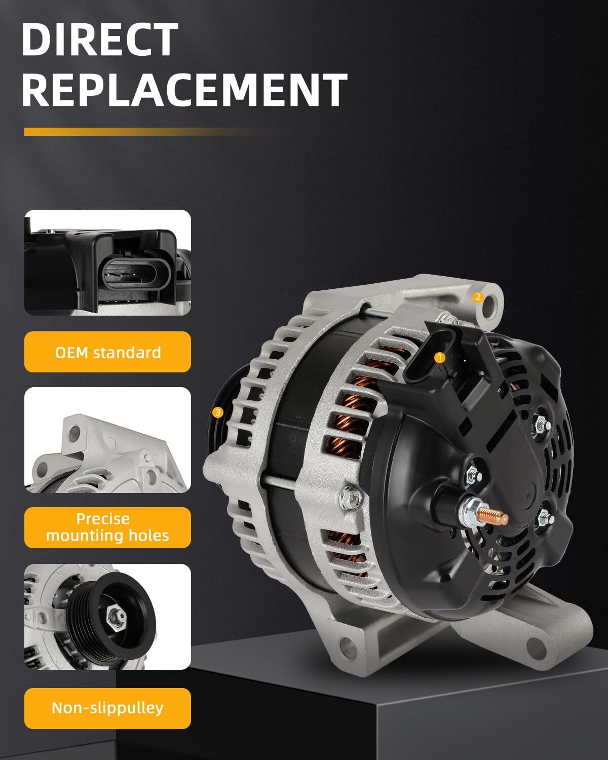 OCPTY Alternators Alternator 11035 2004-2005 for Buick for LeSabre,2004-2005 for Pontiac for Bonneville 11035 104210-3300 104210-3300, 104210-4540, 15145637, 25758348