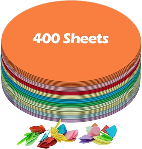 Ezyaid Círculos de papel de construcción con varios colores de 1.5 pulgadas, papel de manualidades de colores 400 hojas para niños, suministros de