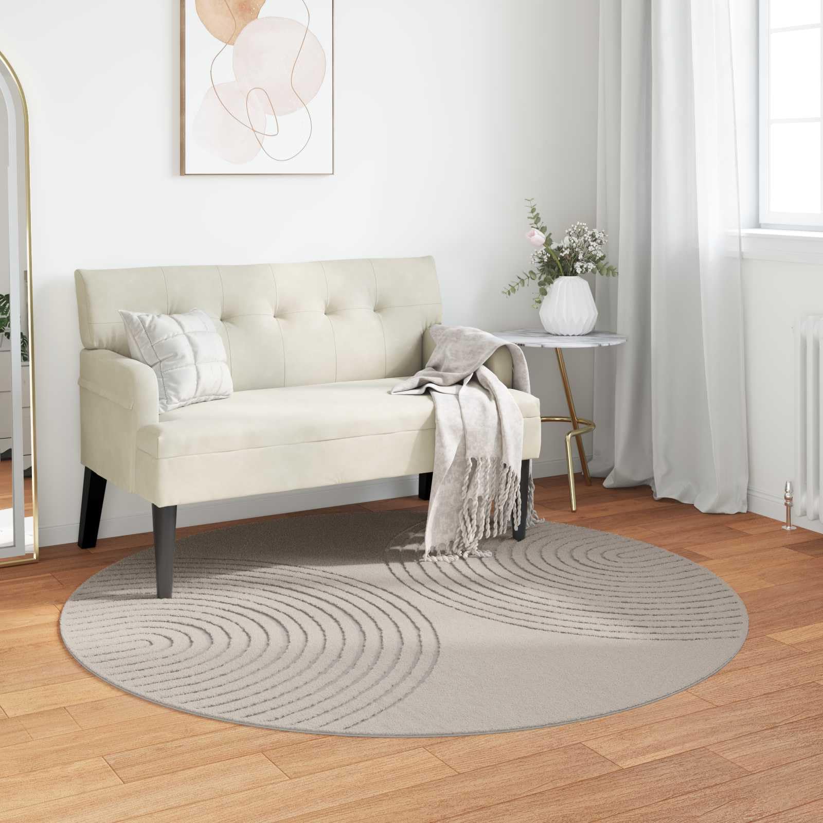 Tapis lavable antidérapant rond Galati crème fini les bruits et glissades