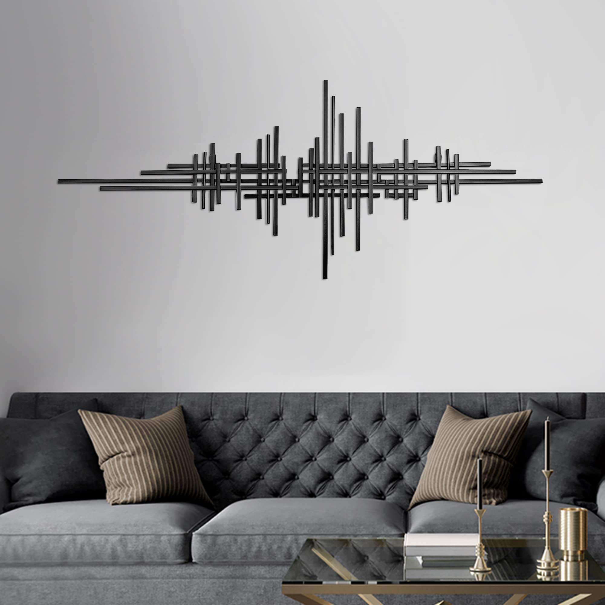 AURTEM Scultura decorativa da parete geometrica in metallo da appendere | Estetica astratta decorazione da parete per arredamento camera da letto, casa, ufficio, fattoria e soggiorno