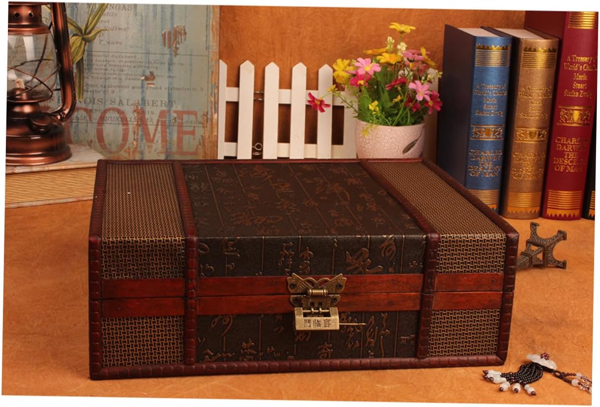 Large Wooden Keepsake Box Decorative Storage Box Lid for Jewelry Desktop Sundries and Documents