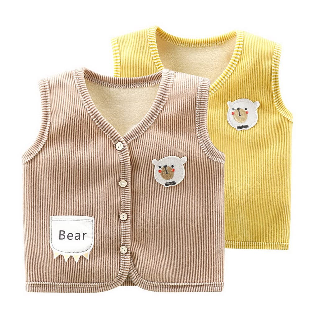 Gilet Unisex per Neonati e Bambini 0-5 Anni, 2 Pezzi Ragazzi Ragazze Gilet Capispalla Senza Maniche Carino Neonate Infanti Cartoon Giacca Autunno Gilet Caldo Cardigan Invernale