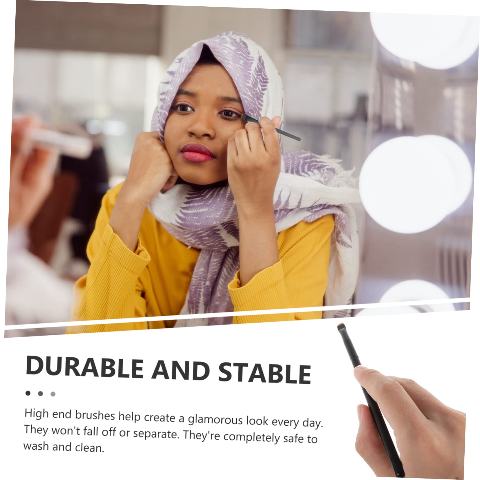 Housoutil 12pezzi Pennelli Per Trucco Con Manico Legno Pennelli Per Eyeliner Professionale e Cosmetici e Viso Facile Da Pulire e Adatto Per Uso Professionale e Quotidiano
