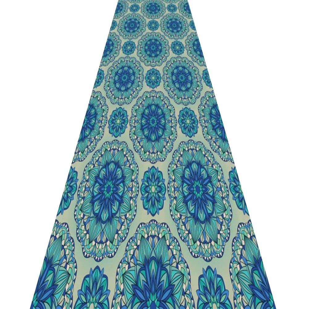 Tapis de couloir 3D bleu antidérapant et résistant à l'usure de 0.6x6m