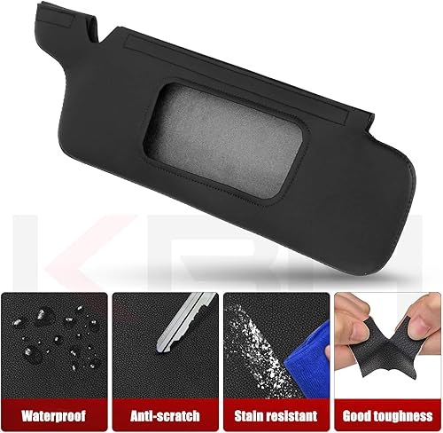 Miniatura 4 de KBH Cubierta de visera solar para Ford Mustang 1994-2004, borde de cuero de vinilo, cubierta protectora de parasol para automóvil, lado izquierdo y