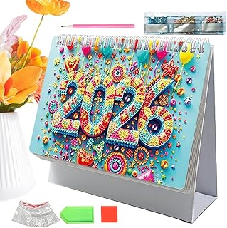 DIYS ダイヤモンドアートペインティング 2026、デスクカレンダーオーナメント、2026 デスクカレンダー 装飾、計画装飾用の12ヶ月ホームオフィスデスクカレンダー、2026 年 1 月から 12 月までのテーブルカレンダー 自宅オフィスのクリスマスデコレーション