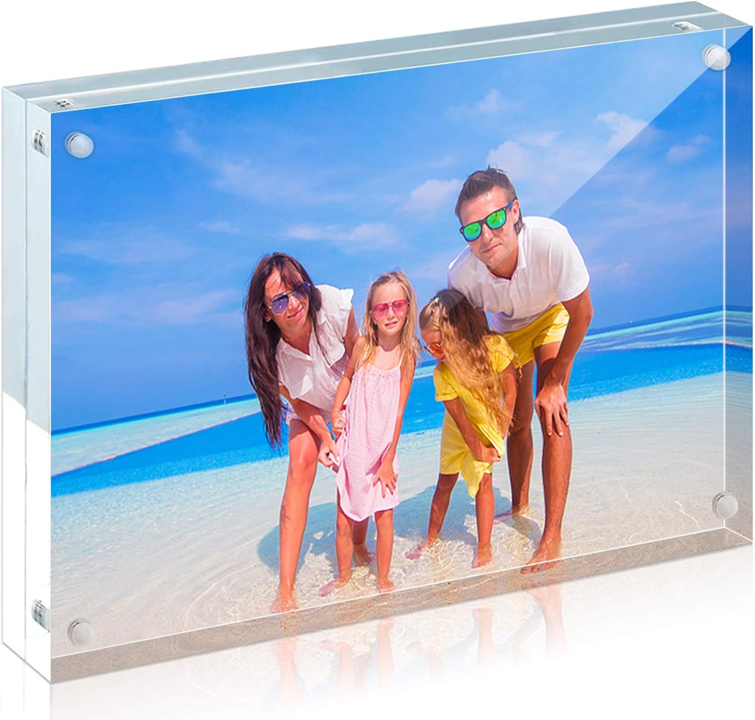 HELPLEX Acrylic Frames, 2 Pack 4x6, 20mm Thicker Frameless Clear Frame, Double Sided Magnetic, Free Standing Desktop Display - Image 7