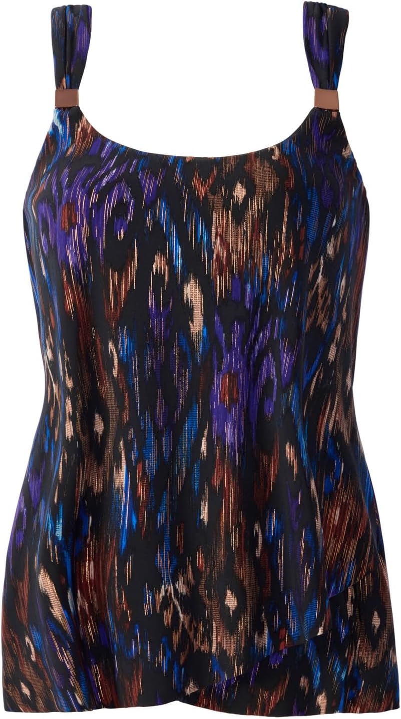 Miraclesuit Women's DD-Cup Swimwear Tapiz Dazzle Scoop Neck Underwire Bra Tankini Top