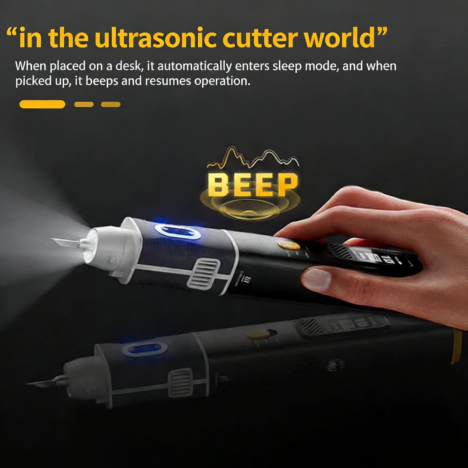 Wireless Ultrasonic Cutter, 40kHz Vibration, 30W Auto Power Adjustment, Smart Start/Stop, Turbine Cooling, 3 Modes, 50PCS Blades, Cordless Knife for 3D Printing, Model Making & DIY Projects