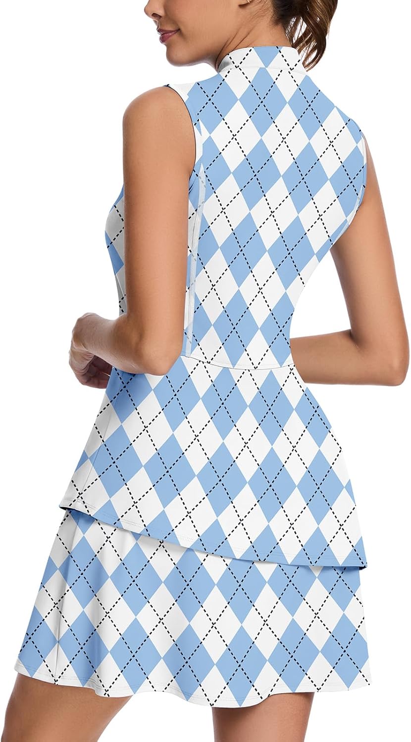 Soneven Womens Tennis Dress Sleeveless Golf Dresses with Shorts and Pockets Ruffle Sleeve Workout Athletic Dresses - Image 6