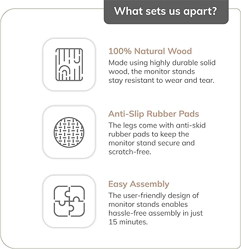 Miniatura 8 de Anji Mountain Soporte para monitor de madera, mesa organizadora de escritorio para el hogar, oficina, espacio de trabajo, elevador de laptop,