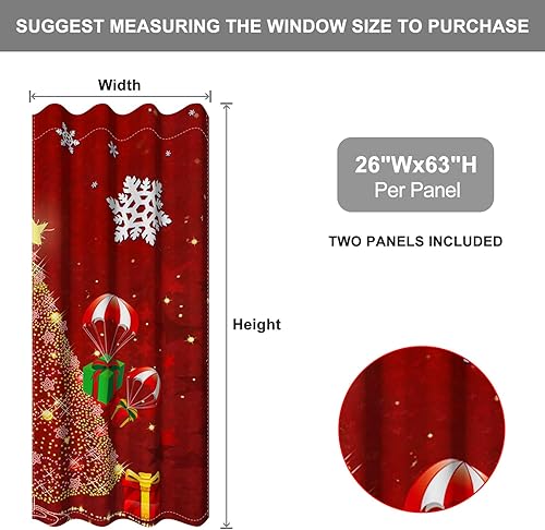 Miniatura 91 de Baocicco Cortinas opacas de Navidad para dormitorio, sala de estar, árbol de Navidad, chimenea, cortinas de ventana con ojales, cortinas familiares