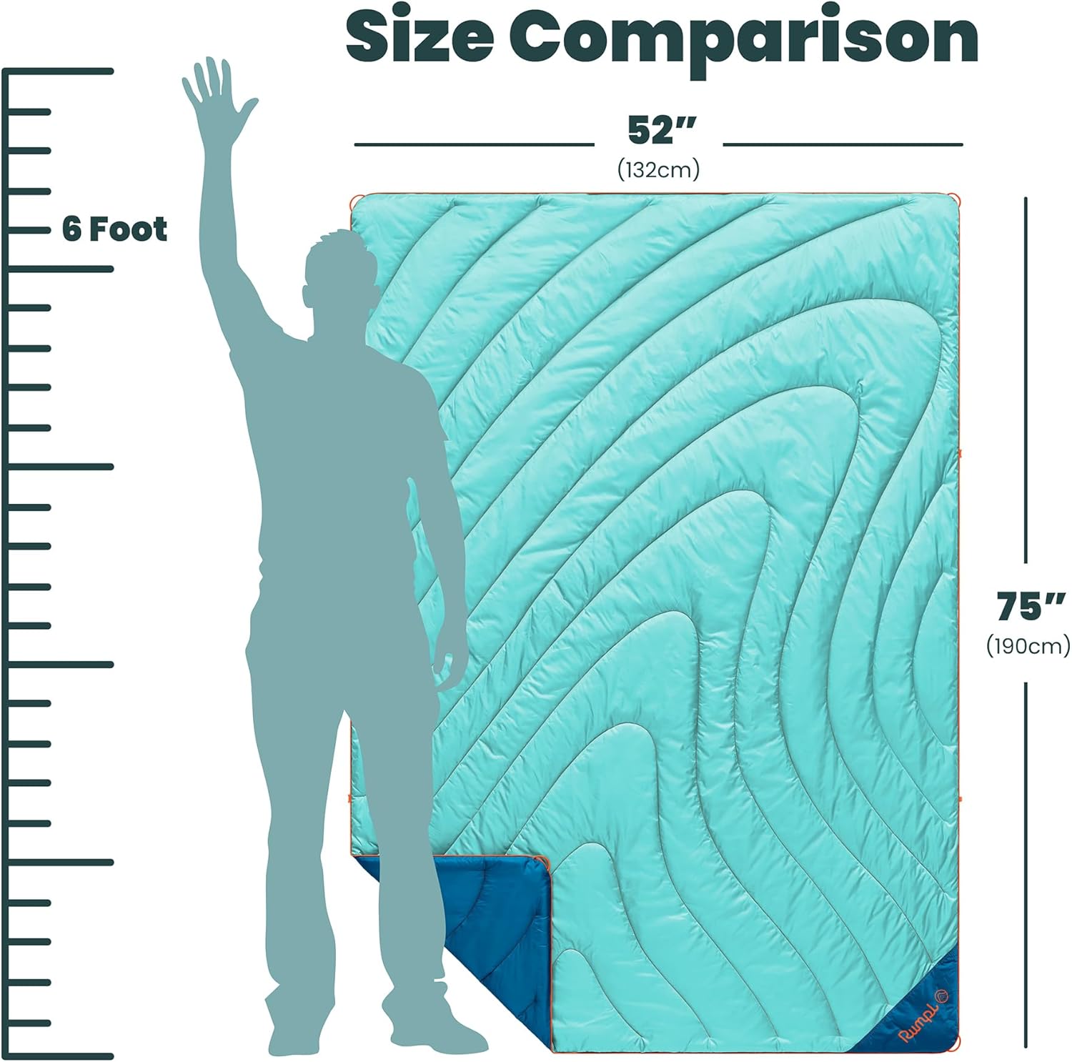 Rumpl Original Puffy Blanket - Warm, Water-Resistant Camping Blanket with 100% Recycled Synthetic Insulation, 52"x75", Original Puffy V2, Seafoam - Image 6