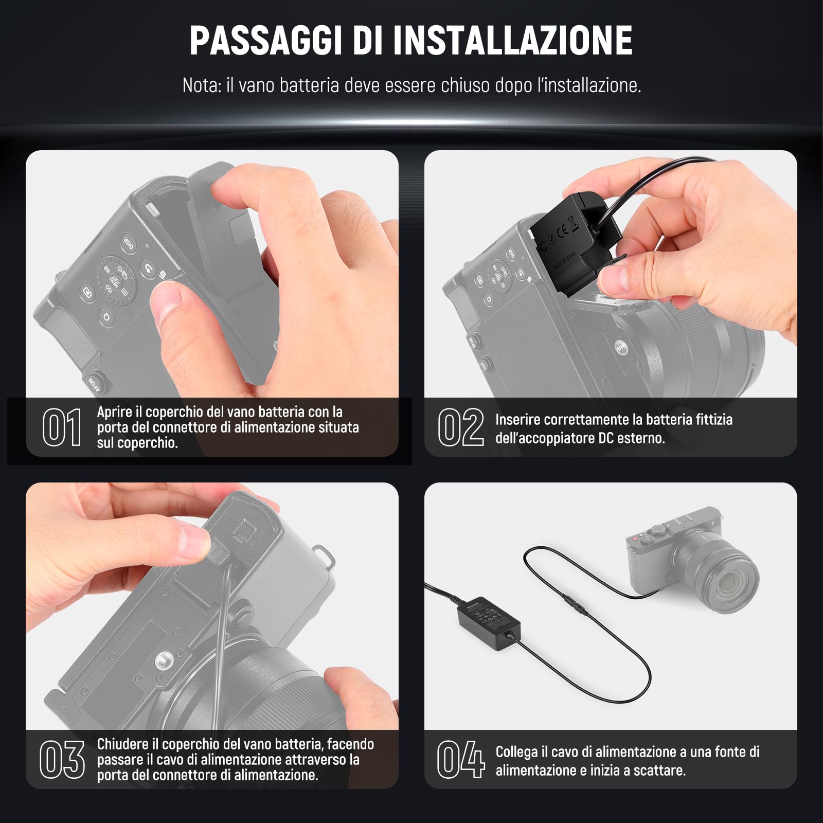 NEEWER Adattatore AC Power DMW-BLK22 & Kit Caricabatterie Batteria Factice Accoppiatore DC Compatibile con Panasonic Lumix GH5 II GH6 II S5II S5IIX S5M2 S5M2X GH5M2