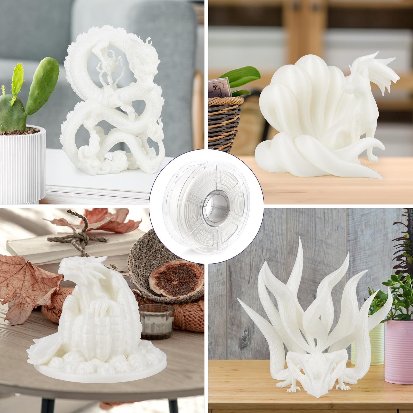 iSANMATE High Speed Filamento PLA para Impresora 3D, Filamento PLA 1.75 mm +/- 0.02 mm, Adecuado para Impresión Rápida, Soporta Velocidades de Impresión de 30 a 600 mm/s (PLA+White)