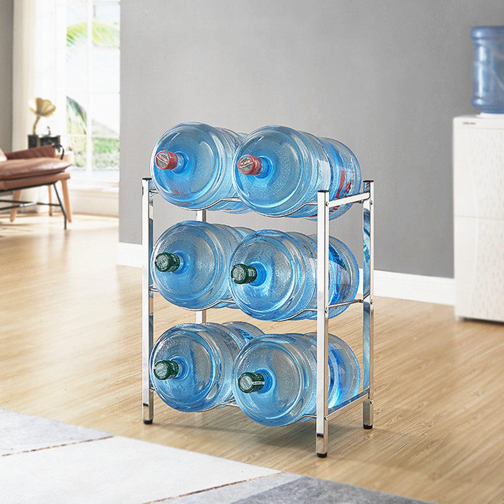 Edelstahl-Eimer- und Wasserflaschen-Aufbewahrungsregal, stabil, stapelbar, langlebig, Organizer für Zuhause, Büro, Lager, Garage