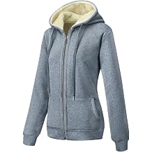 MOVE BEYOND Womens Zip-up Hoodie Jacket Fleece Lined Warm Winter with Full Zipper Plain Sweatshirt